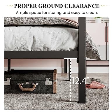 SHA CERLIN Canopy Bed Frame Queen Size/Mattress Foundation with Metal Slats Support/No Box Spring Needed/Easy Assembly/Black - Image 5