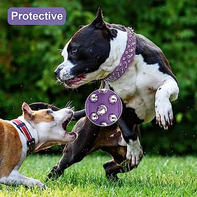 Epesiri Spiked Studded Dog Collar with A Leash, Rivet Artificial Leather Dog Collars, Adjustable Durable Leather Cat Collar for Small Medium Large Pet, Like Pit Bull Bulldog Pugs Husky, Purple S - Image 2