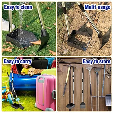 Dog Pooper Scooper,Tray and Spade Set Poop Scooper for Dogs, Adjustable Long Handle Metal Pooper Scooper with Bin for Pet Waste Removal, No Bending Clean Up for Medium and Large Dogs - Image 7
