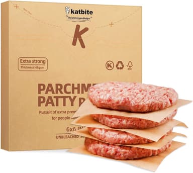 Katbite 300Pcs 6x6 Inches Patty Paper, Burger Patty Paper, Unbleached Parchment Sheets, Heavy Duty & Non-Stick, Squares for Seperating Patty, Cookies, Storing Foods Wrapping Candies - Image 2