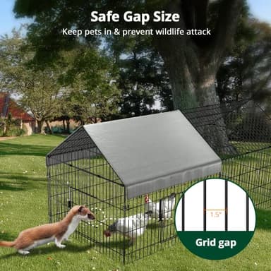 PawGiant Chicken Coop 86"×40" Chicken Run Pen for Yard with Cover Outdoor Metal Portable Chicken Tractor Cage Enclosure Crate Outside for Small Animals Duck Rabbit Hen - Image 6