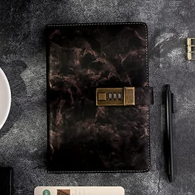 CAGIE Marble Diary with Lock for Girls, Waterproof Journal with Lock 192 Pages Secret Women Locked Diary with Pen, Password Locked Journals for Men and Boys, A5 Black - Image 7