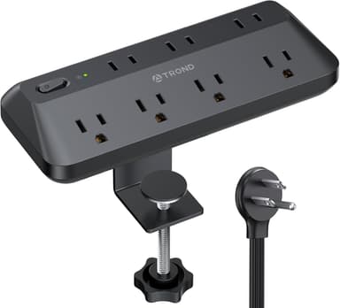TROND Desk Clamp Power Strip - 1700J Surge Protector with 7 Outlets, Desktop Edge Mount Extension Cord, Fit 1.97" Tabletop, 6FT Flat Plug for Teacher Must Haves, Office, ETL List, Black - Image 2