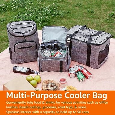 Amazon Basics Soft Insulated Cooler Bag, 50 Can Capacity, Gray - Image 7