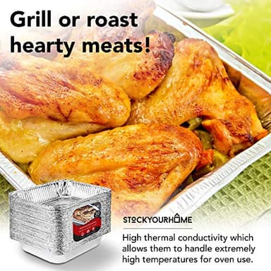 Stock Your Home Aluminum 9x13 Disposable Foil (Pack Of 30) – Half Size Deep Steam Table for Cooking, Heating, Storing, Prepping Food - Image 7