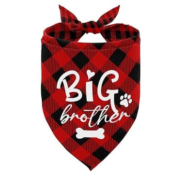 Dog Bandana, Big Brother Dog Bandana, Dogs Muffler Classical White Printing, Doggy Muffler Pet Scarf, Pet Baby Announcement Plaid Scarf Gender Reveal Accessories, for Small Medium Large 03 - Image 1