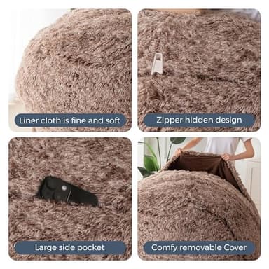 MAXYOYO Giant Bean Bag Chair Bed for Adults, Convertible Beanbag Folds from Lazy Chair to Floor Mattress Bed, Large Floor Sofa Couch, Big Sofa Bed, High-Density Foam Filling, Machine Washable - Image 6