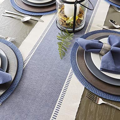 DII Dobby Stripe Woven Table Runner, 13x72-inch, French Blue - Image 4
