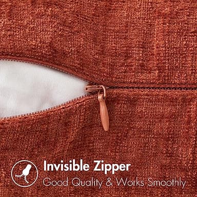 MIULEE Pack of 2 Couch Throw Pillow Covers 18x18 Inch Fall Soft Burnt Orange Chenille Pillow Covers for Sofa Living Room Solid Dyed Pillow Cases - Image 4