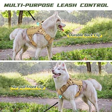 WINGOIN Tactical Dog Harness for Large Dogs, Heavy Duty No Pull Dog Harness with Handle, Adjustable Reflective Military K9 German Shepherd Big Size Dog Vest for Walking, Training, Hunting, Khaki (L) - Image 3