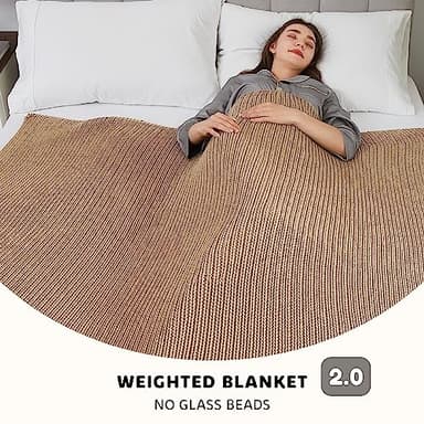 L'AGRATY Knitted Weighted Blanket - 48"x72" 15lbs Cooling Chunky Knit Heavy Blanket for Adults Braided Crochet Throw Thick Cable Yarn Knit Decorative No Beads Evenly Weighted Machine Washable - Image 3