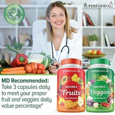 Superfood MD Fruits & Veggies Supplement - Whole Food Natural Superfoods - with Aloe Vera - Soy Free- 90 Count (Pack of 2) - Image 6