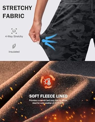 G Gradual Women's Fleece Lined Joggers High Waisted Water Resistant Thermal Winter Sweatpants Running Hiking Pockets(Grey Camo, XS) - Image 5
