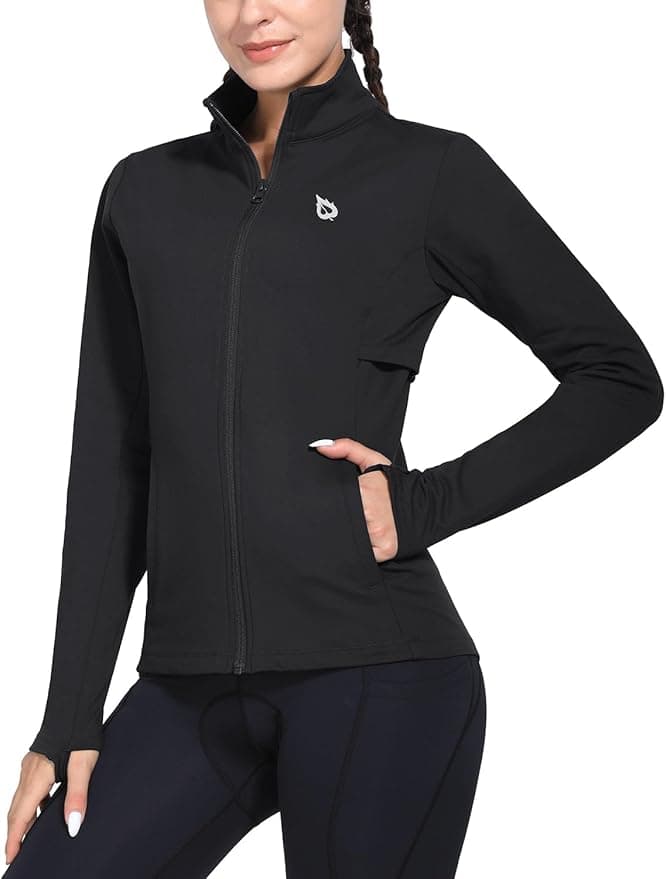 baleaf Women's Fleece Running Jacket Water Resistant Full Zip Winter Cold Weather Gear Thermal Cycling Workout Jackets - Image 1