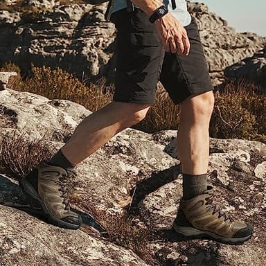 NORTIV 8 Men's Ankle High Waterproof Hiking Boots Outdoor Lightweight Shoes Trekking Trails Armadillo,Size 8,Taupe-Suede,160448_M - Image 6