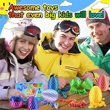 Impossmaker 6PCS 3D Dragon Eggs with Dragon Inside, Easter Basket Stuffers Mini Egg Set Articulated Unique Easter Basket Essentials for Adults Kids - Image 7