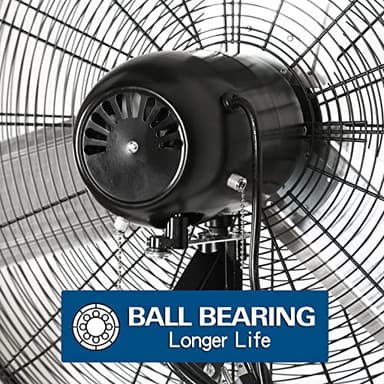 BILT HARD 6450 CFM 24" High Velocity Pedestal Oscillating Fan, 3-Speed Heavy Duty Industrial Standing Fan with Metal Aluminum Blades and Adjustable Height for Commercial, Shop, and Garage - Image 4