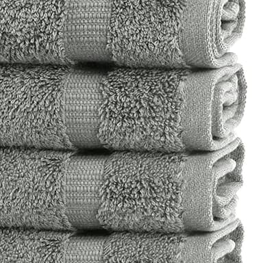 Chakir Turkish Linens | Hotel & Spa Quality 100% Cotton Premium Turkish Towels | Soft & Absorbent (4-Piece Washcloths, Gray) - Image 3