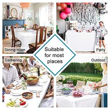 Hiasan 2 Pieces White Square Tablecloth - Waterproof and Spillproof Restaurant Washable Polyester Table Cloth for Dining Room, 30 x 30 Inch - Image 2