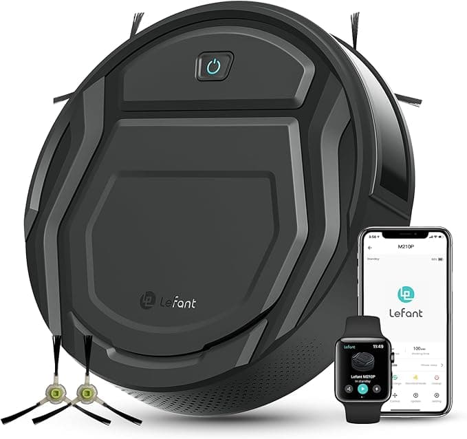 Lefant Robot Vacuum Cleaner M210 Pro,Slim,Quiet,2200Pa Suction,120 Min Self-Charging Robotic Vacuums, Freemove 3.0,WiFi/APP/Alexa,6 Cleaning Modes Ideal for Hard Floors Pet Hair Low Carpet,Black - Image 1