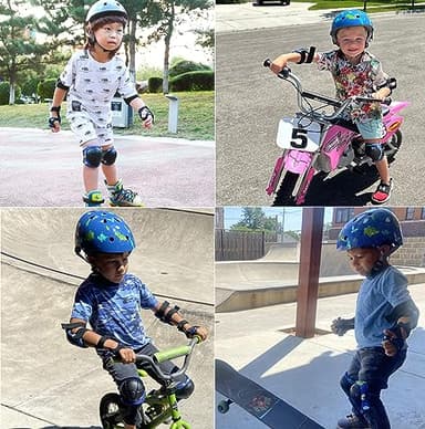 Kids Helmet with Knee Pads Elbow Pads and Wrist Guards,Child Protective Gear for Boys Girls Age 3-5-8 Years fit Roller Skates, Skateboarding, Scooter Bicycle Skate Scooter Skateboard (Blue) - Image 7