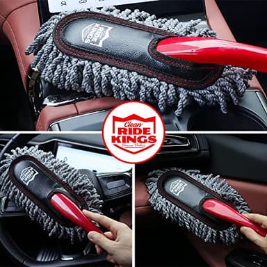 RIDE KINGS Car Duster Exterior Scratch Free, Extendable Handle, Detail Brush Kit for Vehicles, Wax Cotton Fabric, Waterless Wash Treatments，Car Care Equipment，Gifts for Men Women - Image 7