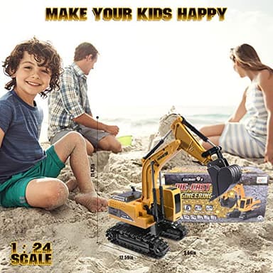 Onadrive Construction Excavator Toy - Kids Toy Engineering Digger Truck, Remote Control Rechargable Hydraulic Car for 3 4 6 7 8 Year Old Boys Girls, Educational Toys for Kids & Children - Image 6