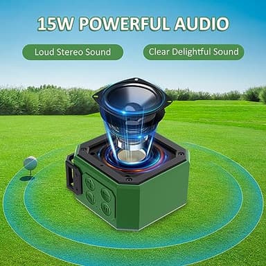 ACHIX Bluetooth Speaker for Golf Cart, Magnetic Portable Wireless Speaker with Loud Stereo Sound and Bass Boost, 20 Hours Play, Waterproof IPX7, TWS & SD Card Function (with Storage Case) - Image 3