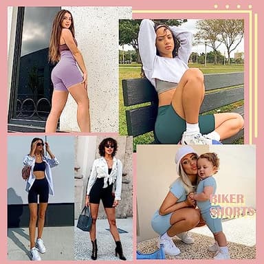 FULLSOFT 4 Pack Biker Shorts for Women – 5" High Waist Tummy Control Workout Yoga Running Compression Exercise Shorts with Pockets(4 Pack Black/Pink/Ins Green/Blue,Large-X-Large) - Image 6