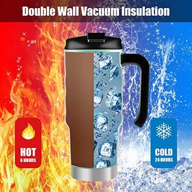 HAUSHOF 24 oz Travel Mug, Stainless Double Wall Vacuum Insulated Tumbler with Handle & Spill Proof Twist On Flip Lid and Wide Mouth, BPA Free - Image 4