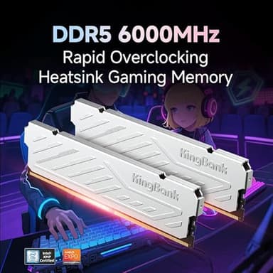 Computer Desktop Memory Ram DDR5 32GB(2x16GB) 6000MT/s CL36 1.35V Overclocking XMP 3.0 & AMD Expo with Heatsink for PC Gaming/Office/PS,Silver - Image 2