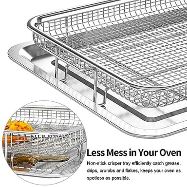 Air Fryer Basket, OPENICE 2 Set Air Fryer Pan and Crisper Tray for Oven, Non-stick Oven Air Fryer Basket for Baking and Crispy Foods - Large & Medium - Image 4