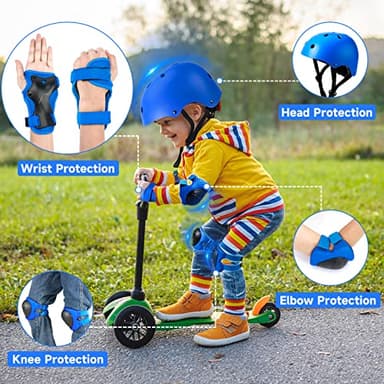 Toddler Kids Bike Helmet Set - Adjustable Cycling Helmet with Knee, Elbow Pads & Wrist Guards Sport Protective Gear Little Kid - Image 7