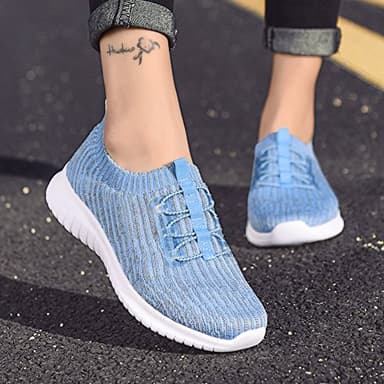 TIOSEBON Women's Lightweight Casual Walking Athletic Shoes Breathable Running Slip-On Sneakers for Jogging Workout Soft Shoes US 8.5 Light Blue - Image 7