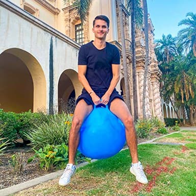 AppleRound Hippity Hoppity Hopball with Pump – Bouncy Exercise Ball with Handle for Teens & Adults, 28 Inch / 70 cm for Ages 13+, Cloud Colors (Blue) - Image 4