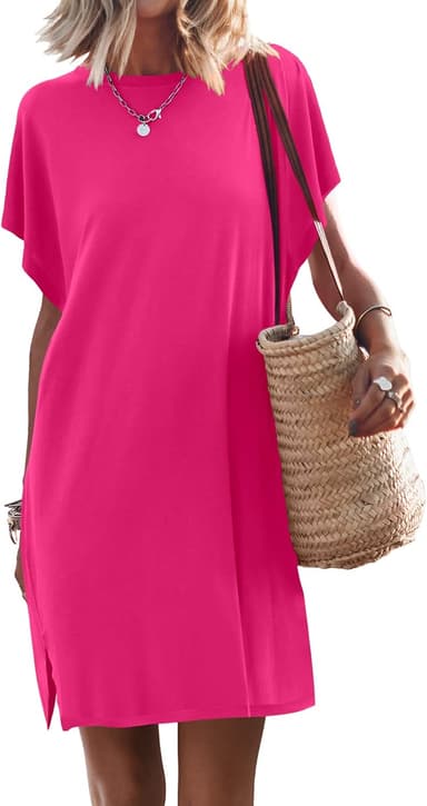 ANRABESS Women’s Summer T Shirt Dress 2025 Beach Vacation Travel Outfits Casual Simple Soft Mini Sundress Cover Up Clothes - Image 2