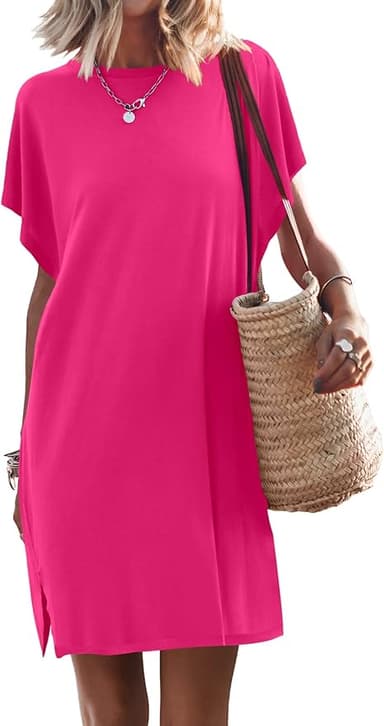 ANRABESS Women’s Summer T Shirt Dress 2025 Beach Vacation Travel Outfits Casual Simple Soft Mini Sundress Cover Up Clothes - Image 1