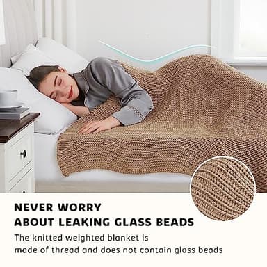 L'AGRATY Knitted Weighted Blanket - 48"x72" 15lbs Cooling Chunky Knit Heavy Blanket for Adults Braided Crochet Throw Thick Cable Yarn Knit Decorative No Beads Evenly Weighted Machine Washable - Image 6