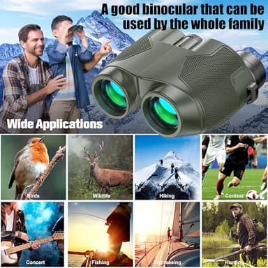 Binoculars 12x25 for Adults and Kids Night Vision Binoculars Compact Binocular Large Eyepiece Waterproof Binocular Easy Focus Wide Field of View for Bird Watching,Hiking,Hunting,Concert - Image 5