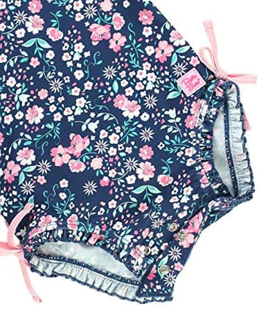 RuffleButts Baby Girls UPF 50+ Sun Protection Floral Printed Long Sleeve One Piece Rash Guard Swimsuit with Zipper - Moonlit Meadow, 6-12m - Image 7