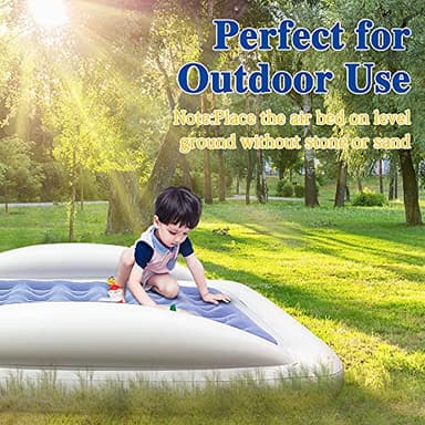 Inflatable Kids Travel Bed Toddler Air Mattress Set,Portable Blow Up Mattress Sleeping Bed Cot with Bed Rails and Electric Pump Ideal for Road Trip - Image 7