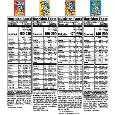 Quaker Cap'n Crunch Breakfast Cereal, 4 Flavor Variety Pack, (4 Pack), Sweetened Corn & Oat Cereal Original, Crunch Berries, Oops All Berries, Peanut Butter - Image 2