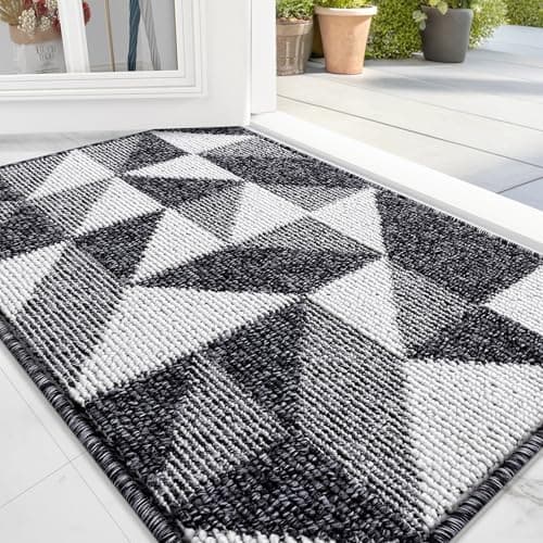 OLANLY Door Mat Indoor Entrance Washable 32x20, Odor-Free Low-Profile Front Back Geometric Doormat, Absorbent Resist Dirt Entry Carpet, Easy to Clean Sturdy Inside Floor Mats for Entryway, Black - Image 1