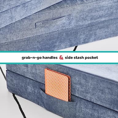 Yourigami Kids and Toddler Play Couch, Convertible Folding Sofa, Durable Foam Modular Design, Blue Lagoon - Image 5