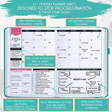 Hourly Planner – Undated Weekly & Monthly Goal Setting Planner, 12-Month to Increase Productivity | Life & Gratitude Journal, Include Foldable Vision Board, Gift Box & Stickers - Image 3