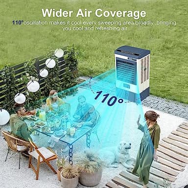 Uthfy 41" Swamp Cooler, 4800 CFM Evaporative Air Cooler with 10.6 Gallon Water Tank, Portable Outdoor Air Conditioner with 3 Ice Pack, 110° Oscillation, 3 Speed for Garage, Yard, Commercial Use - Image 4