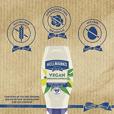Hellmann's Vegan Dressing and Spread Vegan 3 Ct for a Rich, Creamy Plant-Based Alternative to Mayo Same Great Taste, Plant Based, Free From Eggs 11.5 oz - Image 6