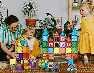 MagHub Magnet Toys Magnetic Tiles, 125 PCS Magnetic Building Blocks Set for Boys Girls Preschool Educational Construction Kit Magnet Stacking Toys for Kids Toddlers Children - Image 6