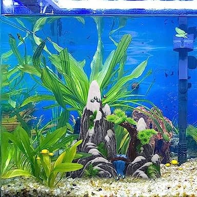 Saim Aquarium Mountain View Stone Decoration, Resin Rockery Fish Hiding Cave Fish Tank Accessories Decorations - B - Image 5