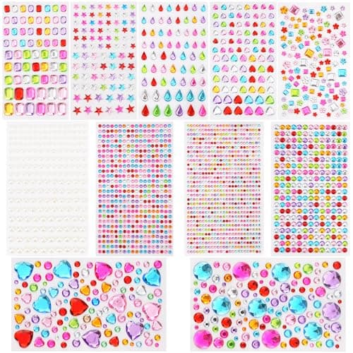 11 Sheet Gem Stickers, 2317Pcs Gem Stickers for Crafts, Self-Adhesive Rhinestone Jewel Sticker Assorted Shapes Multicolor Jewels Bling Gems Sticker for DIY, Scrapbooking,Card Making, Craft(1 Set) - Image 1